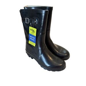 New Western Chief Women's Classic Mid Rubber Rain Boots Black Sz 7
